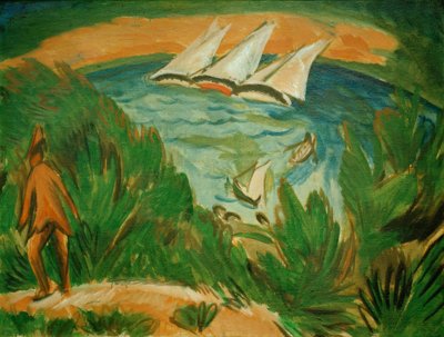 Sejlbåde i en storm af Ernst Ludwig Kirchner